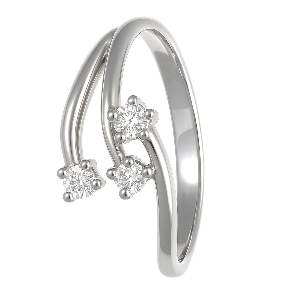 Ring - 18 kt Weißgold - 0.12ct. tw. Diamant (Natürlich) #1.0