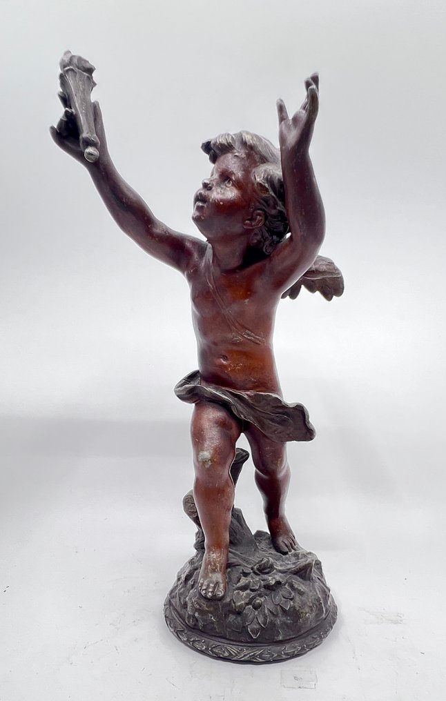 Auguste Moreau - Statua, engel met fakkel - 34 cm - zamak #1.0