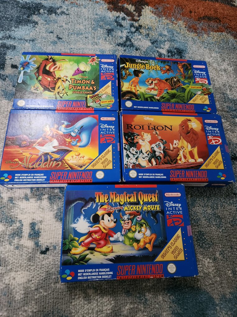 Nintendo - Snes - Disney Series SNES (Aladdin, Timon, Lion King, Jungle Book & Mickey) CIB - Video game - In original box #1.0