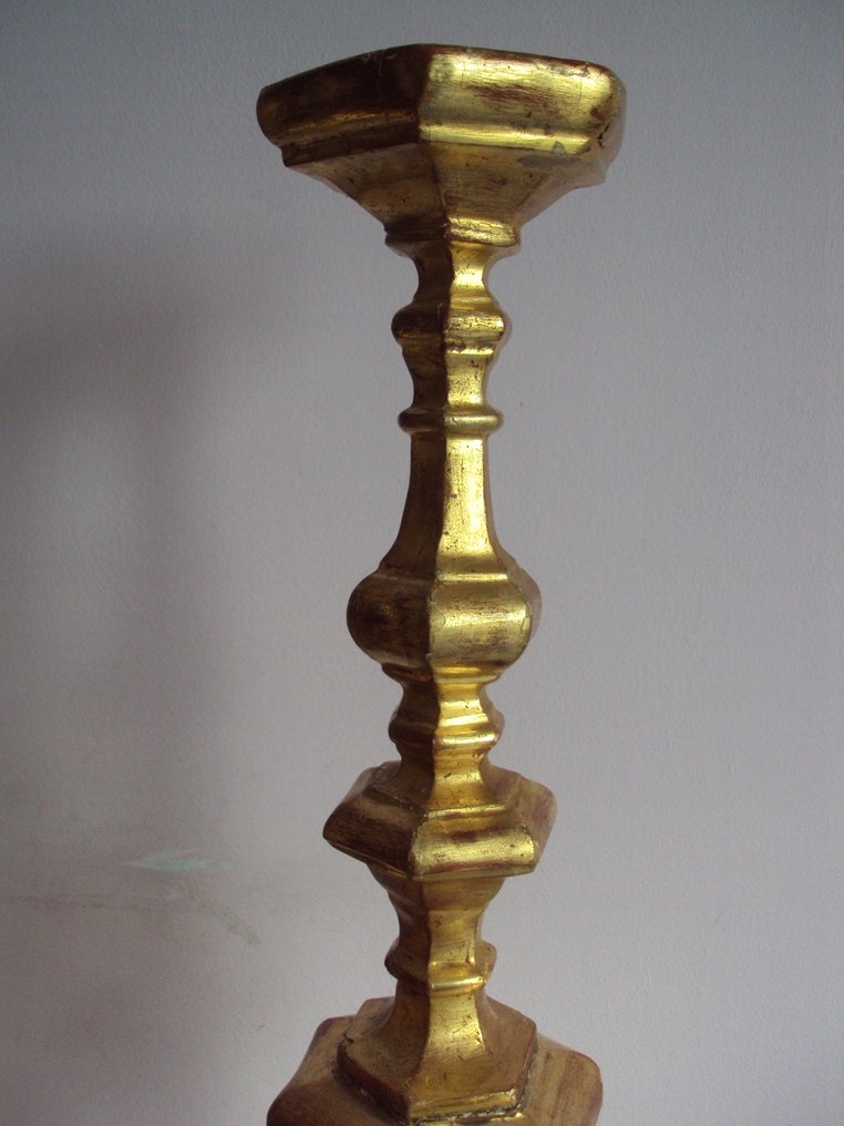 Candleholder - Gilt wood - Pair of Baroque altar candlesticks #4.3