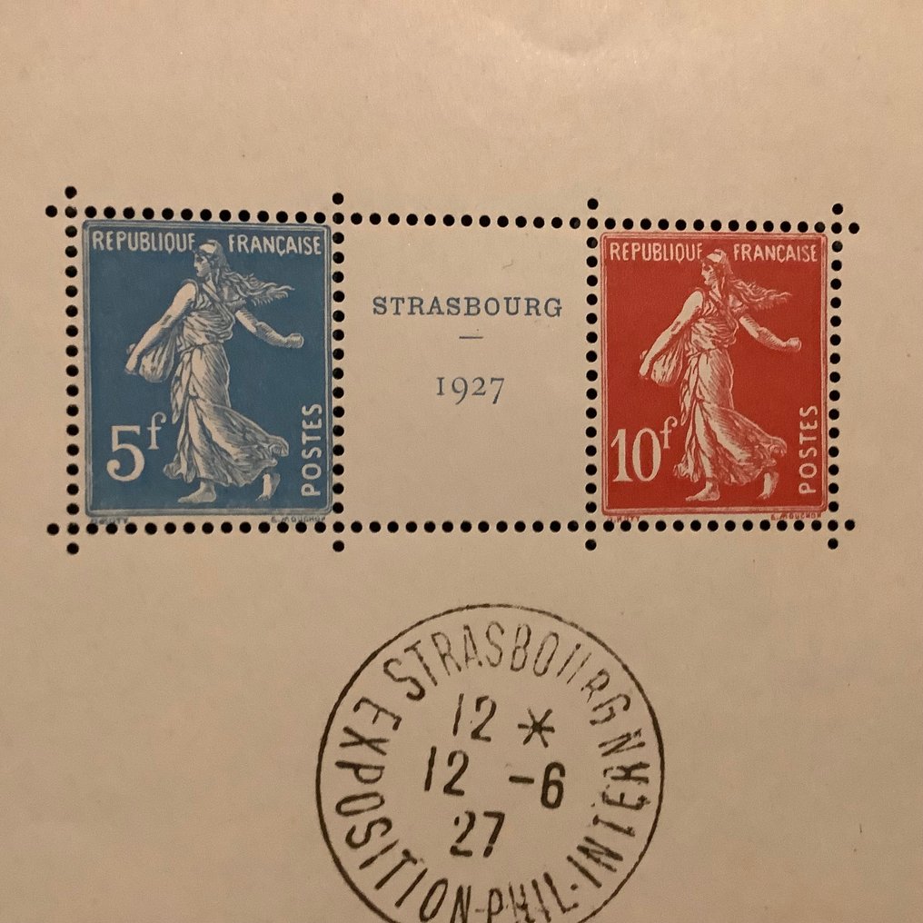 Franciaország 1927 - Strasbourg-i expo blokk alkalmi bélyegzővel. - Yvert blok 2a #3.2
