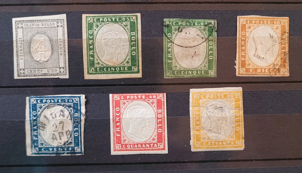 Italian Ancient States - Papal State 1858 - Lot of specimens from the Papal States, Naples, Neapolitan Provinces, Tuscany, and Sardinia. - Sassone #3.2