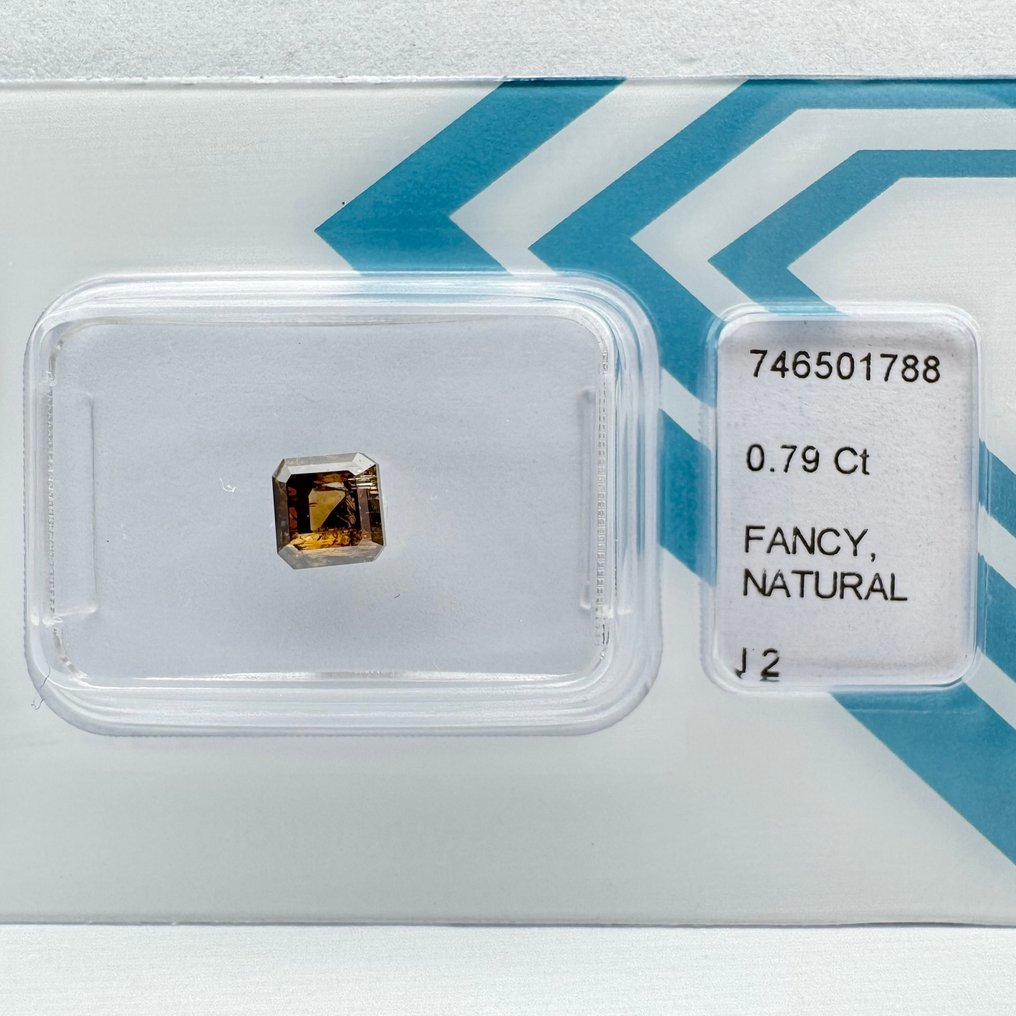 没有保留价 - 1 pcs 钻石  (天然色彩的)  - 0.79 ct - 祖母绿 - Fancy deep 似橙色 棕色 - I2 内含二级 - 国际宝石研究院（IGI） #1.0