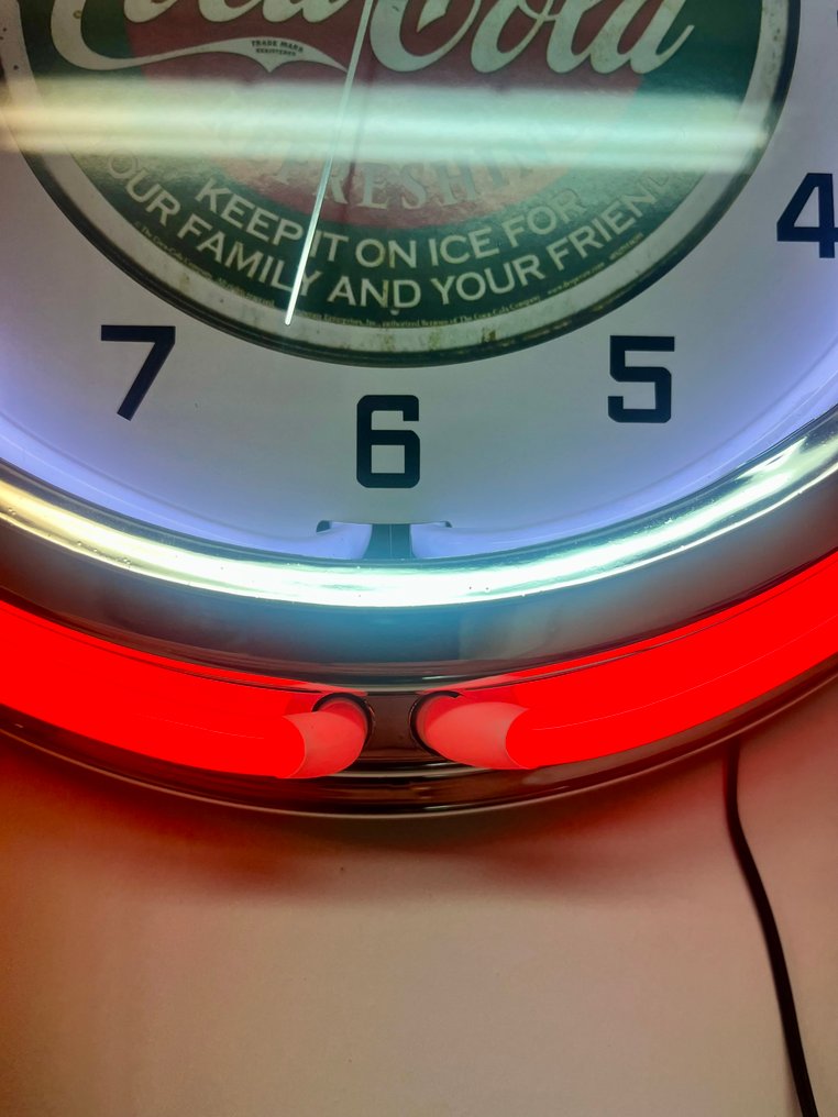 Ρολόι με neon CocaCola. - Φωτεινή πινακίδα νέον - Πλαστικό, Γυαλί #4.3