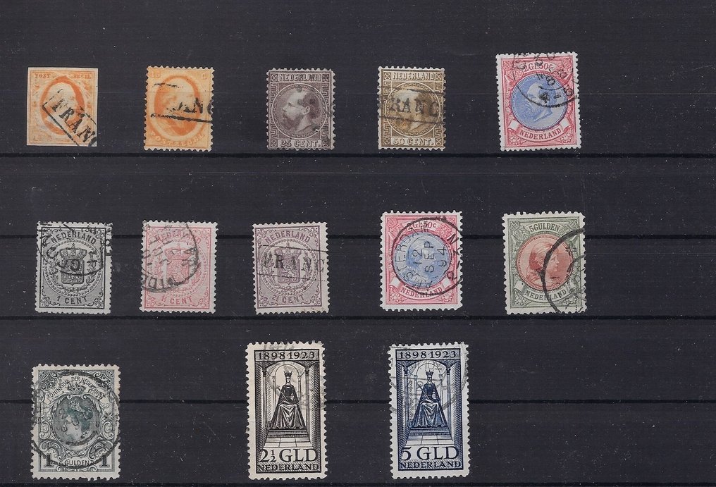 Netherlands 1852/1923 - Postage stamps canceled on an insert card, the higher catalog numbers. #1.0