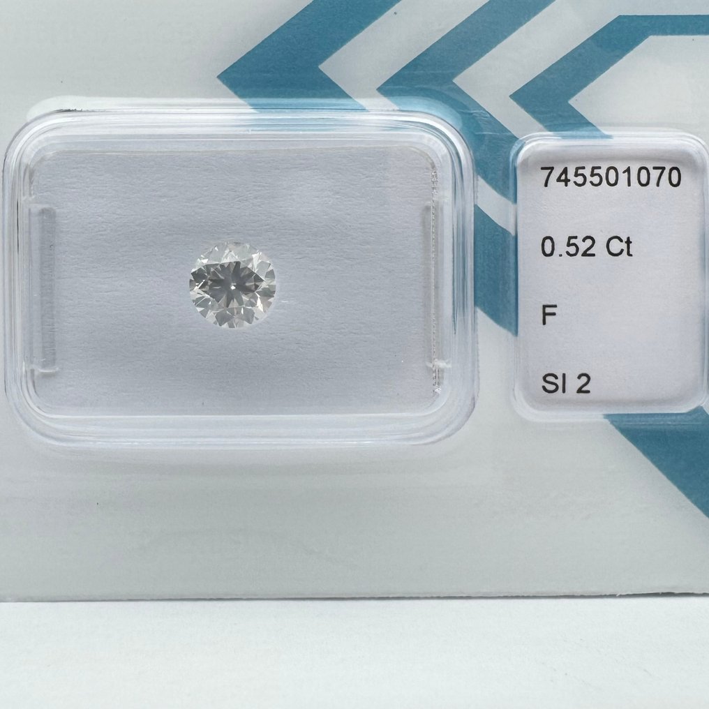 没有保留价 - 1 pcs 钻石 (天然) - 0.52 ct - 圆形 - F - SI2 微内含二级 - 国际宝石研究院(IGI) #1.0