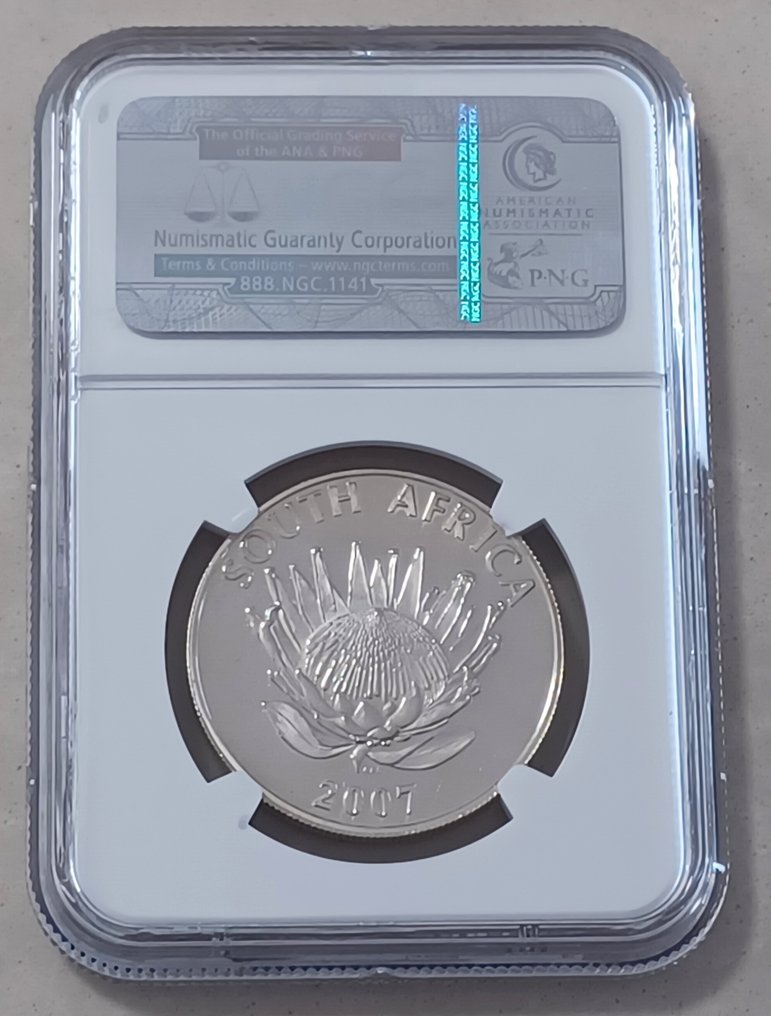 Zuid-Afrika. 1 Rand 2007 Nelson Mandela, NGC MS65 92.5% Silver 9.844 Minted (Zonder Minimumprijs) #1.0