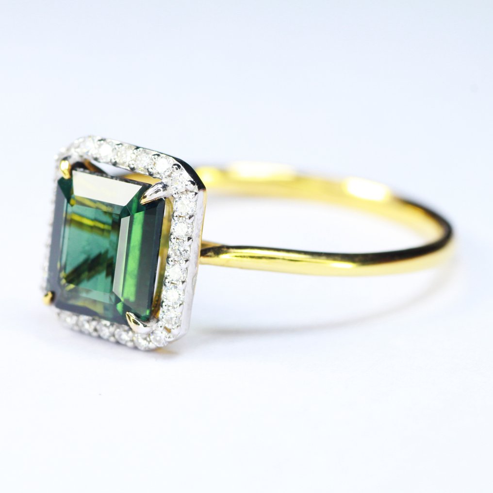 Sans prix de réserve - Bague - 14 carats Or jaune - 1.65ct. tw. Tourmaline - Diamant - AAA Fine Jewelry #1.0
