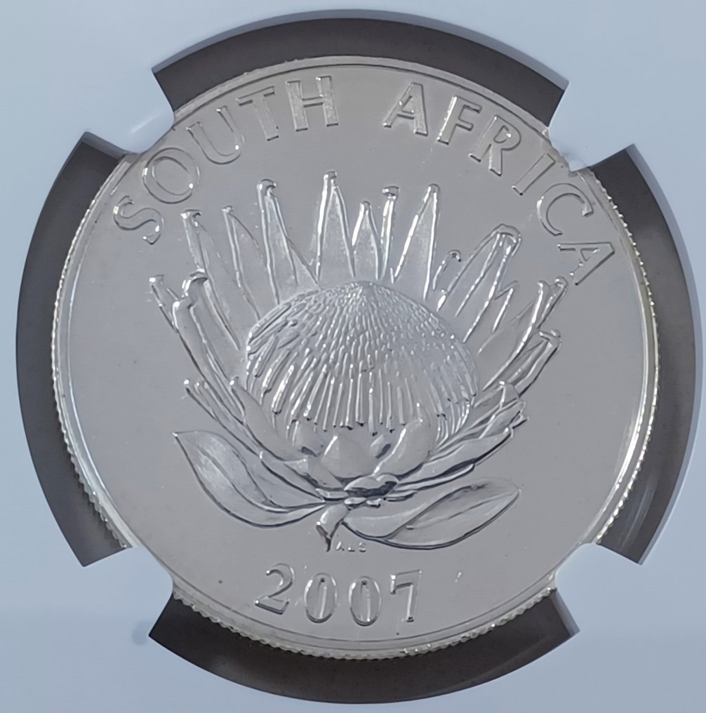 Zuid-Afrika. 1 Rand 2007 Nelson Mandela, NGC MS65 92.5% Silver 9.844 Minted (Zonder Minimumprijs) #3.2