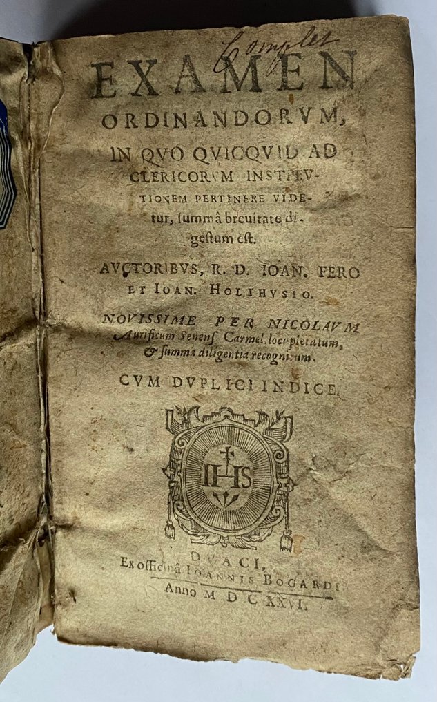 Ioan. Pero / Ioan. Holthusius - Examen Ordinandorum - 1626 #1.0
