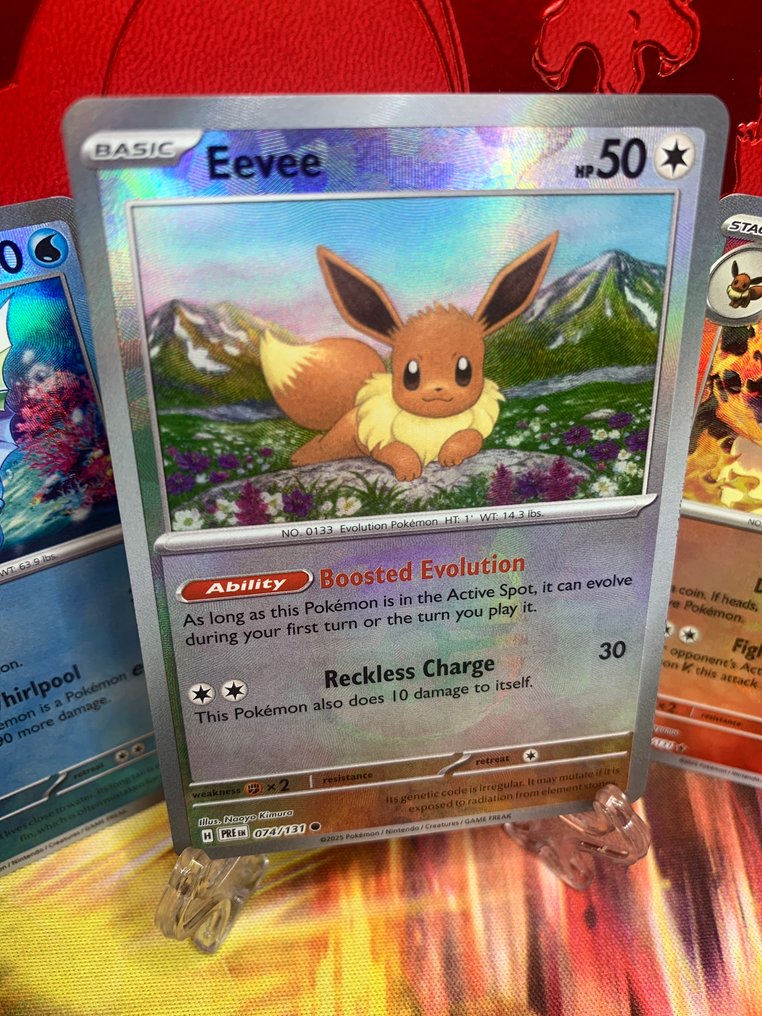 Pokémon - 3 Card - Eevee, Vaporeon, Flareon #013 #022 #074 MASTERBALL Foil - Scarlet & Violet #1.0