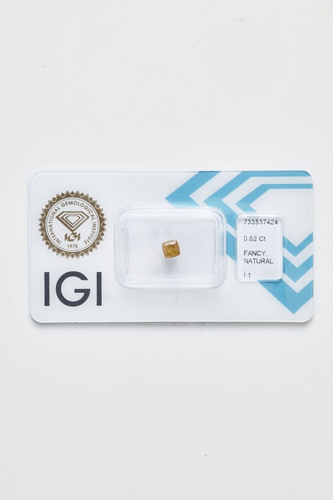 没有保留价 - 1 pcs 钻石 (天然色彩的) - 0.62 ct - 枕形 - Fancy 橙色 黄色 - I1 内含一级 - 国际宝石研究院(IGI) #1.0