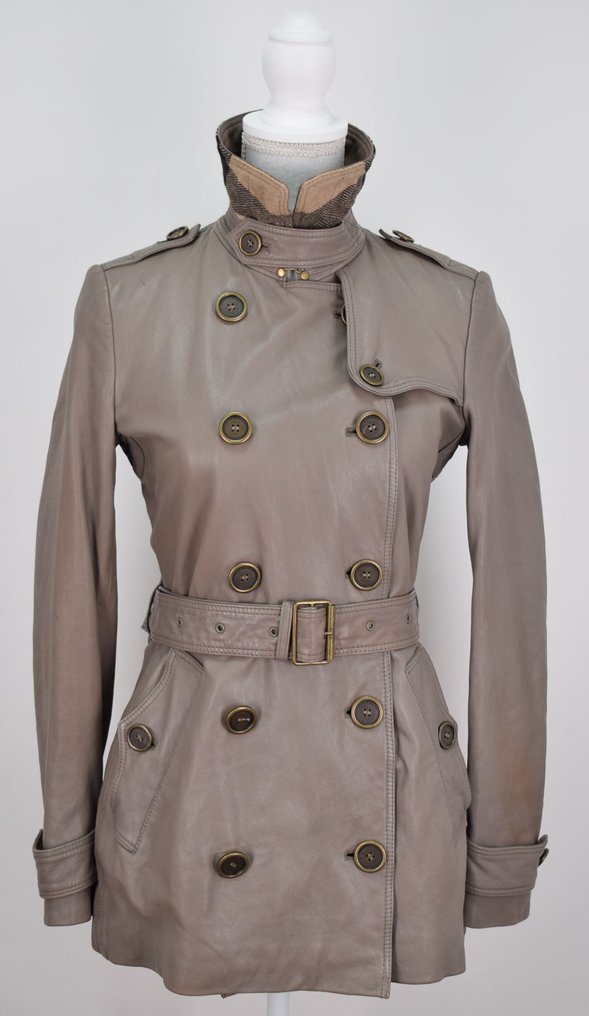 Burberry Brit Lambskin With Woolen Nova Check Lining Doublebreasted Leather - Παλτό #3.2