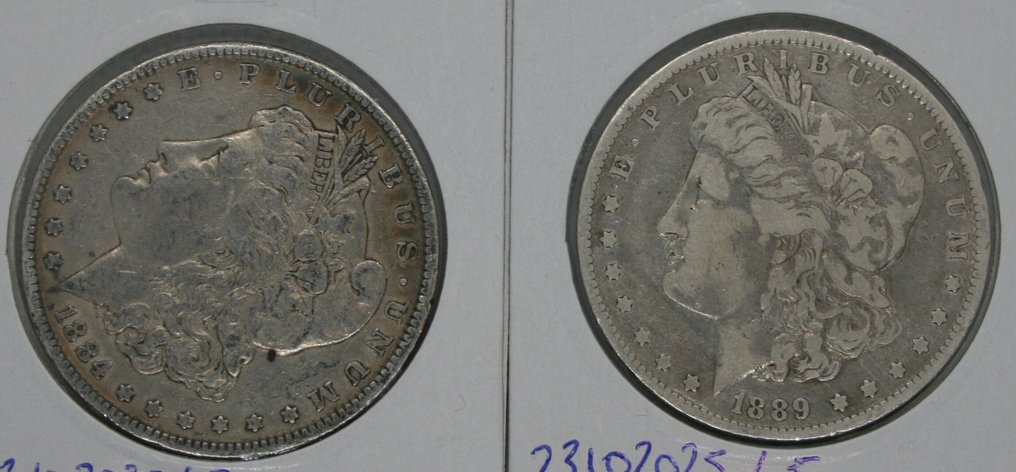 Verenigde Staten. Morgan Dollar 1884 en 1889-O (2 munten) (Zonder minimumprijs) #1.0
