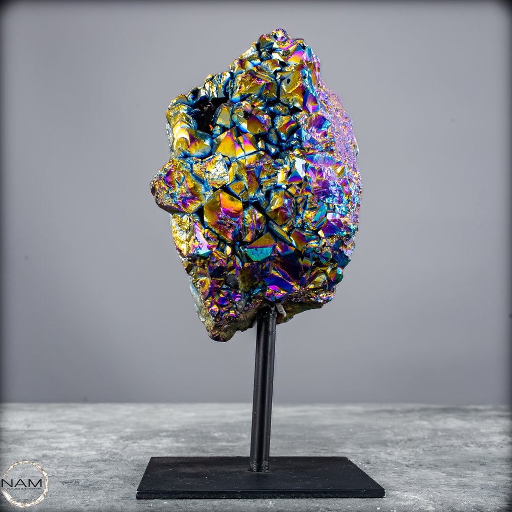 非常罕见的Rainbow Aura紫水晶-石英 待命- 606.47 g #1.0