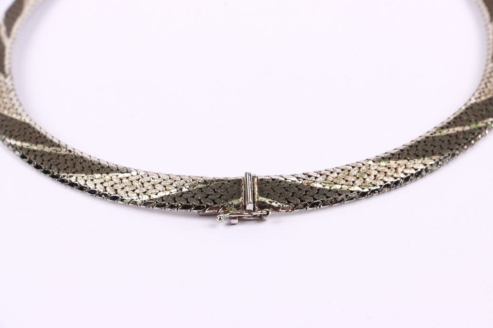 Senza Prezzo di Riserva - Collana Argento - a forma di V nero/argento #4.3