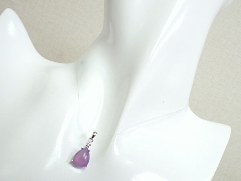 χωρίς τιμή ασφαλείας - Κρεμαστό κόσμημα - 18 καράτια Λευκός χρυσός -  2.24ct. tw. Χαλκηδόνιος - Διαμάντι - Χωρίς τιμή ελάχιστης προσφοράς #3.2