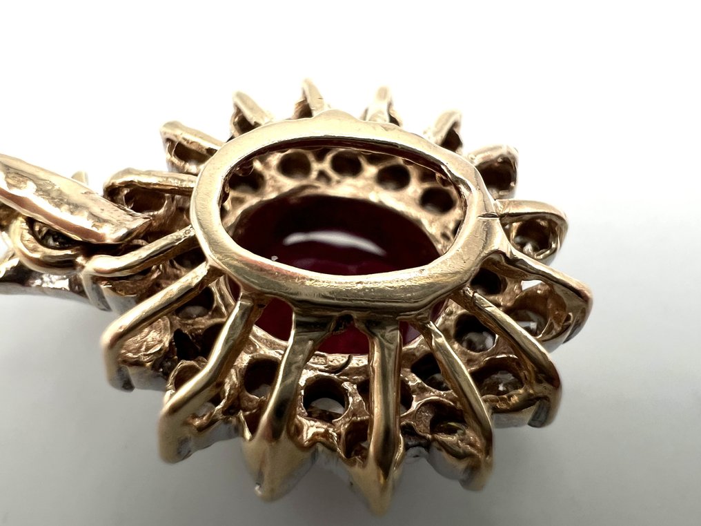 没有保留价 - 吊坠 - 9 kt. 玫瑰金, 白金 -  2.50ct. tw. 红宝石 - 钻石 #4.3