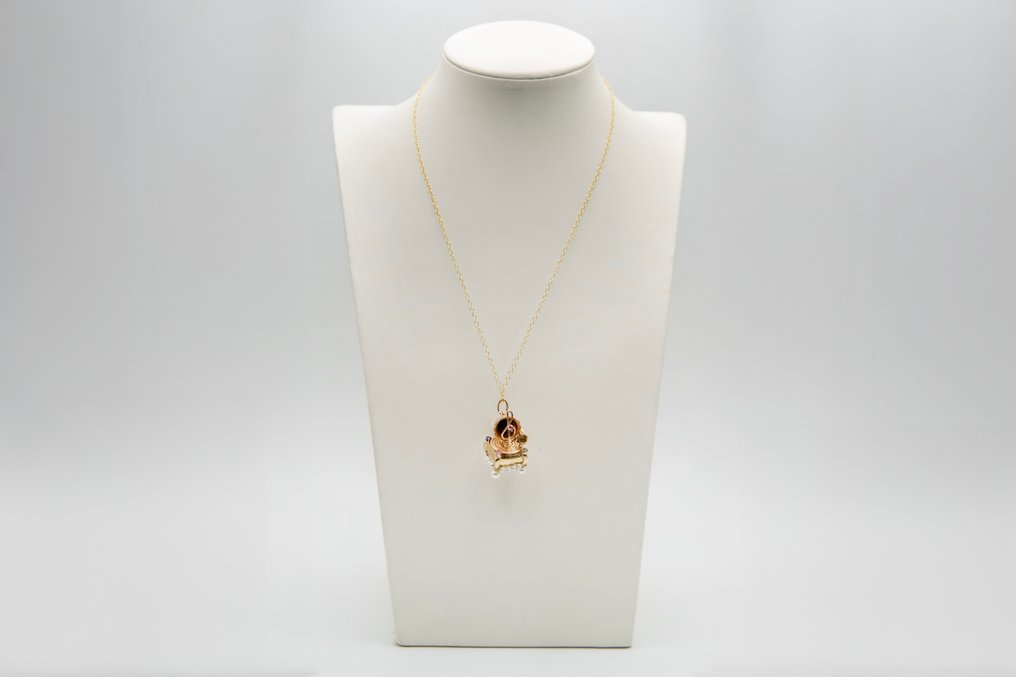 吊坠项链 - 14K包金 黄金 蓝宝石 - 红宝石 #1.0