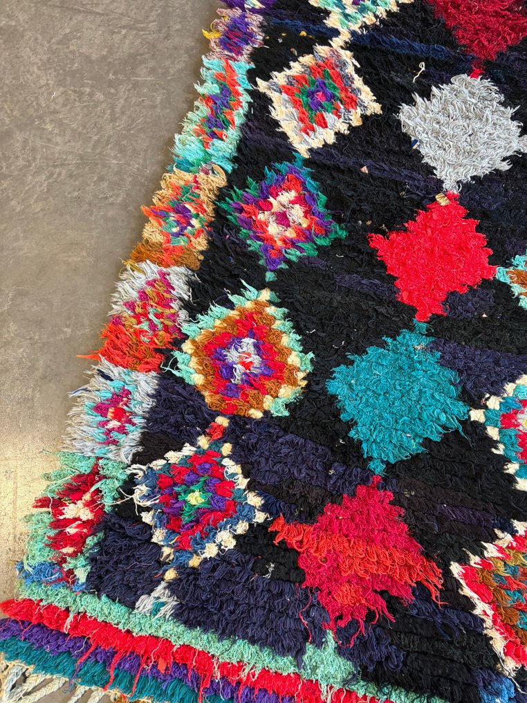 Βινταζ Μαροκινό χαλί Boucherouite – Χειροποίητο χαλί Μπερμπέρ με πολύχρωμο γεωμετρικό σχέδιο - - Χαλί - 220 cm - 90 cm - Χειροποίητο χαλί #3.2