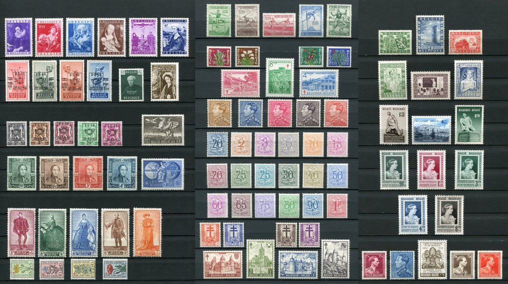 Belgium 1949/1951 - All seals from the years 1949/1951 - With 795-V: Emerald on forehead. - OBP/COB 792/875 (zonder blokken) #1.0