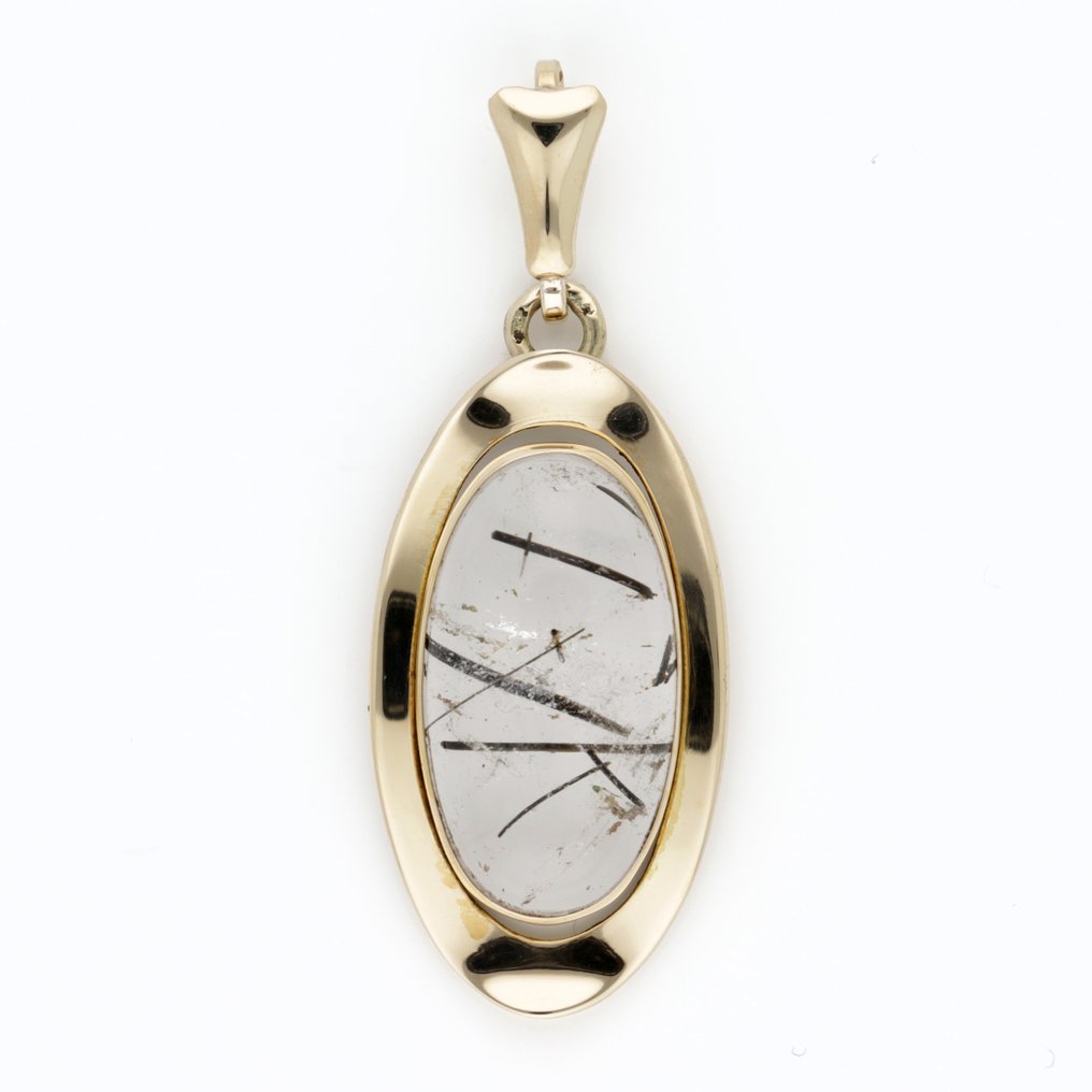 吊坠 - 14K包金 黄金 石英 - Toermalijnkwarts #1.0