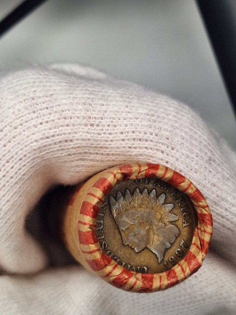 Ηνωμένες Πολιτείες. 1 rol containing Indian Head 1907 on one end/Wheat Cent 1920 on the other end (χωρίς τιμή ασφαλείας) #1.0