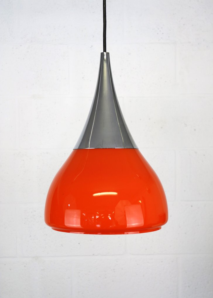 Limburg Glashütte - Lampada a sospensione - Vetro rosso e top in chrome. - Alluminio, Vetro #1.0