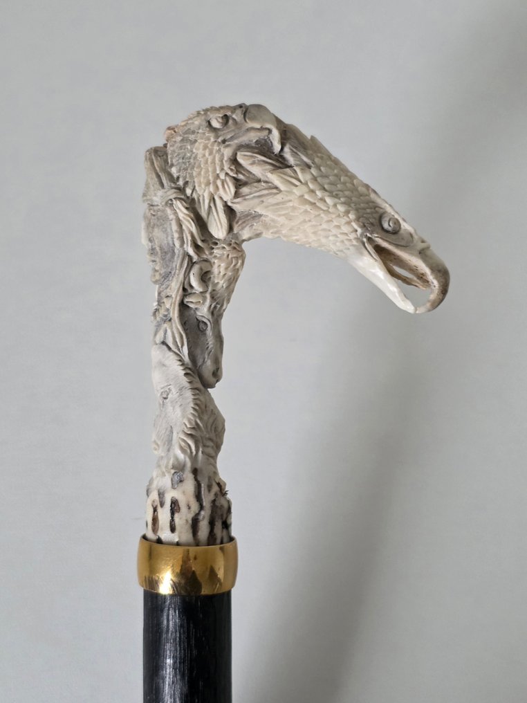 Indiaan/Dierentotem - Unieke Walking stick - Stag antler, circa 1900 #1.0