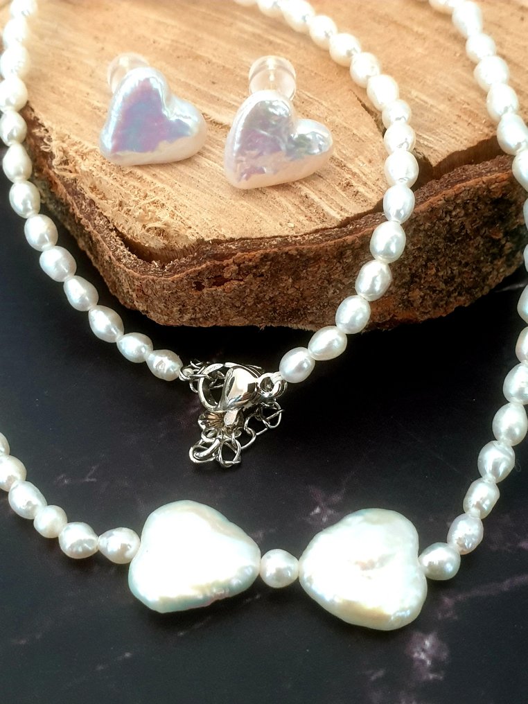 自然心形珍珠 - 兩件珠寶套裝 #1.0