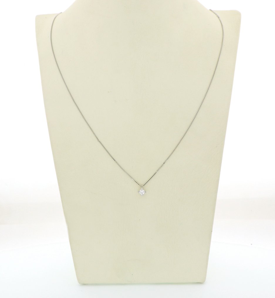 Zonder Minimumprijs - Ketting met hanger - 18 karaat Witgoud - 0.18ct. tw. Diamant (Natuurlijk) #1.0