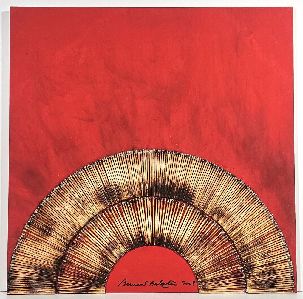 Bernard Aubertin (1934-2015) - Dessin de Feu sur Table Rouge #1.0