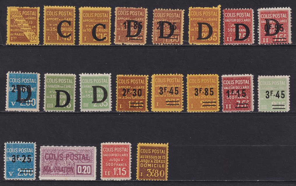 法國 1832/1939 - 邮政包裹邮票，编号在95号至167号之间，全新*。品质非常好。 - Yvert #1.0