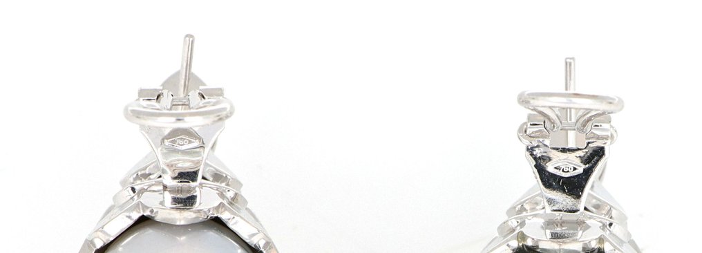 χωρίς τιμή ασφαλείας - Σκουλαρίκια - 18 καράτια Λευκός χρυσός -  2.10ct. tw. Διαμάντι (Φυσικό)  - Μαργαριτάρι #4.3