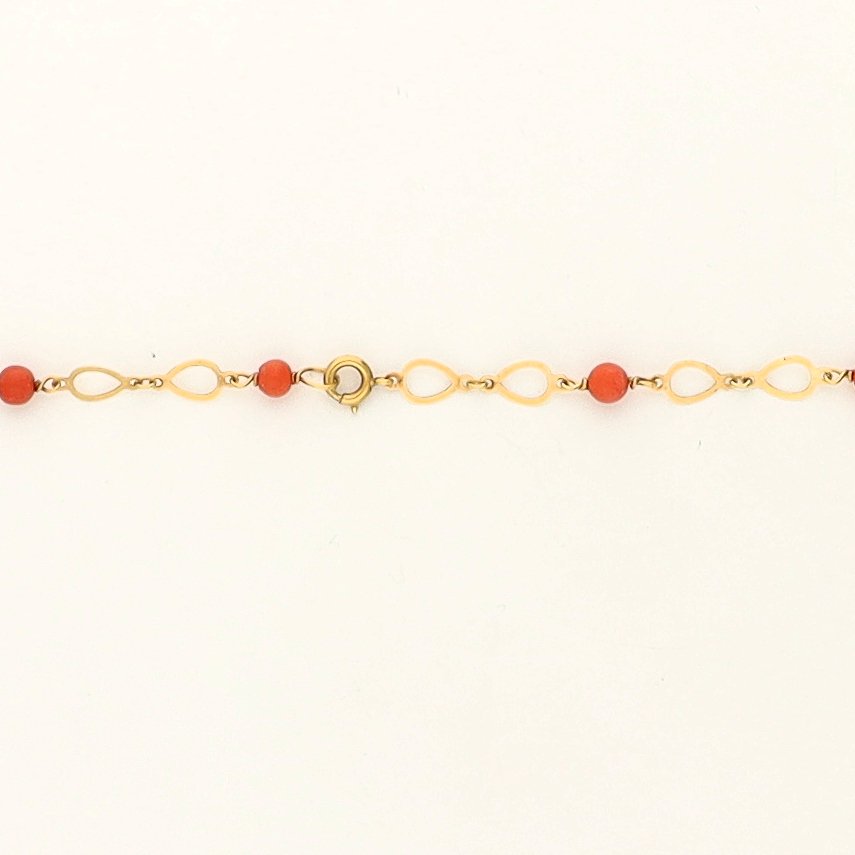 頸鏈 - 18 克拉 黃金 - 血珊瑚 #4.3