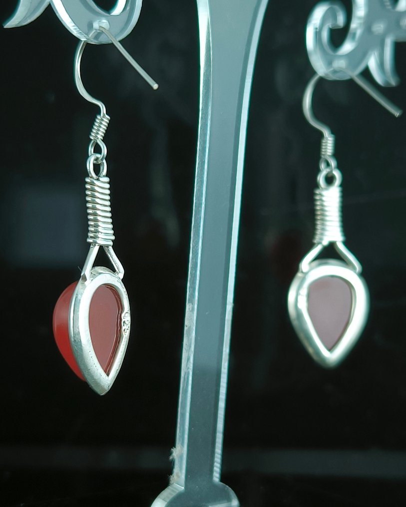 Cornaline - Argent - Boucles d'oreilles #3.2