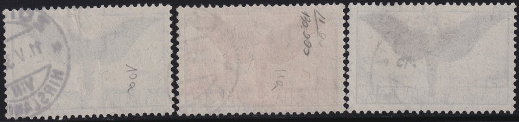Zwitserland 1924/36 - Posta Aerea Icaro volledige serie op glanzend briefpapier Unif.A10/A12 gebruikte Spl #1.0
