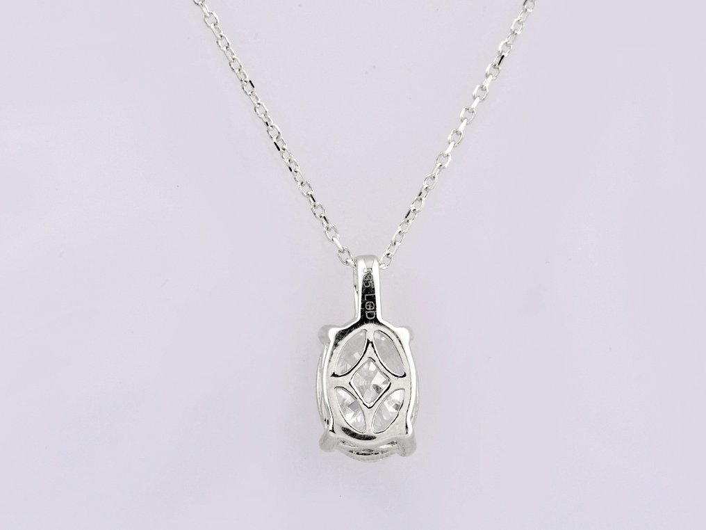 Halskette mit Anhänger - 14 kt Weißgold - 3.08ct. tw. Diamant (Laborgezüchtet (Lab Grown)) #4.3