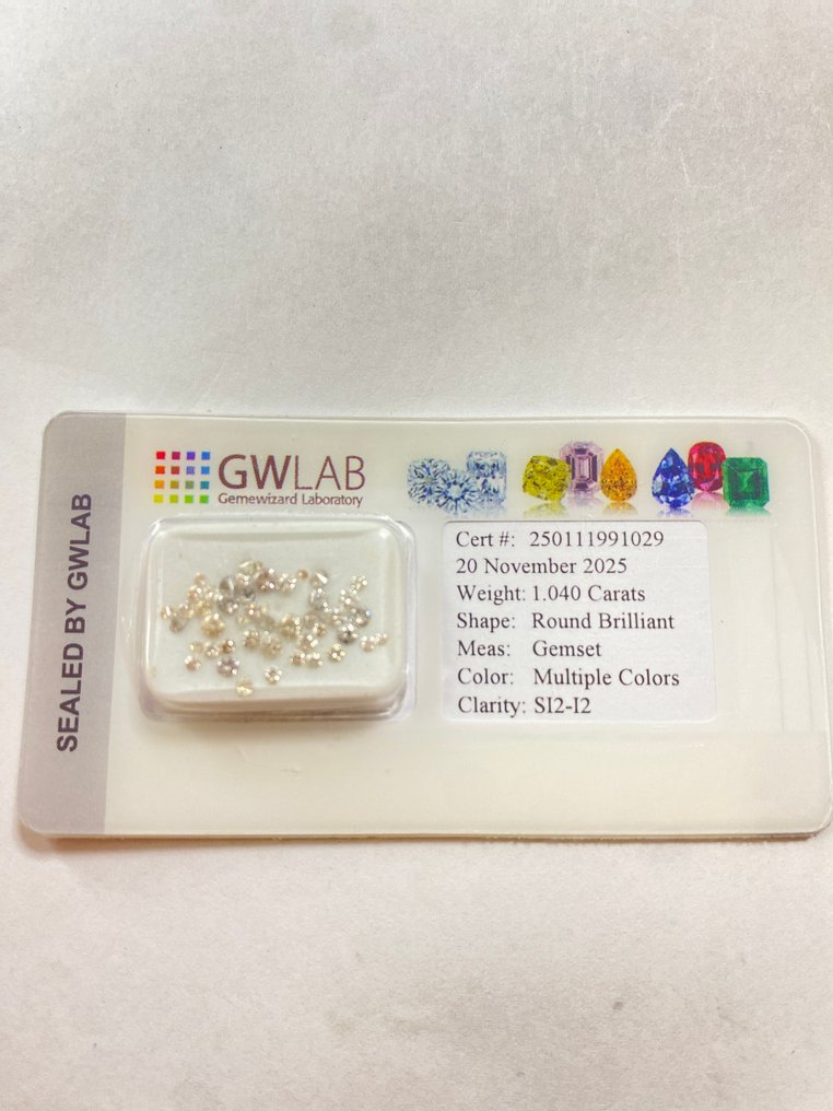 Utan reservationspris - 46 pcs Diamant  (Natural)  - 1.04 ct - Rund - SI2, I2 - Gemewizard Gemological Laboratory (GWLab) #1.0
