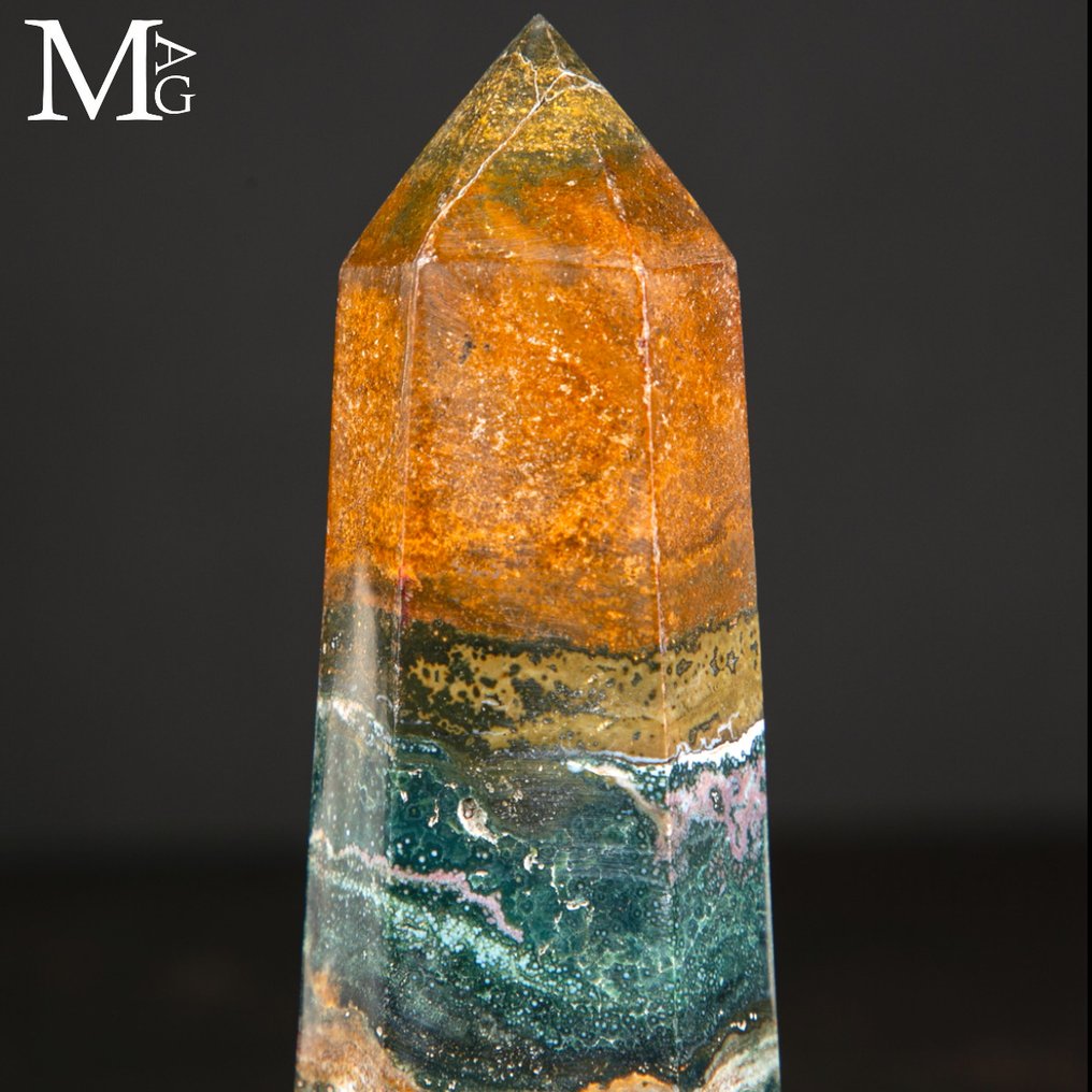 Dendritic Agate Point Dendritic Agate Obelisk - Madagascar - First Choice Mineral - Height: 154 mm - Width: 46 mm- 372 g #3.2