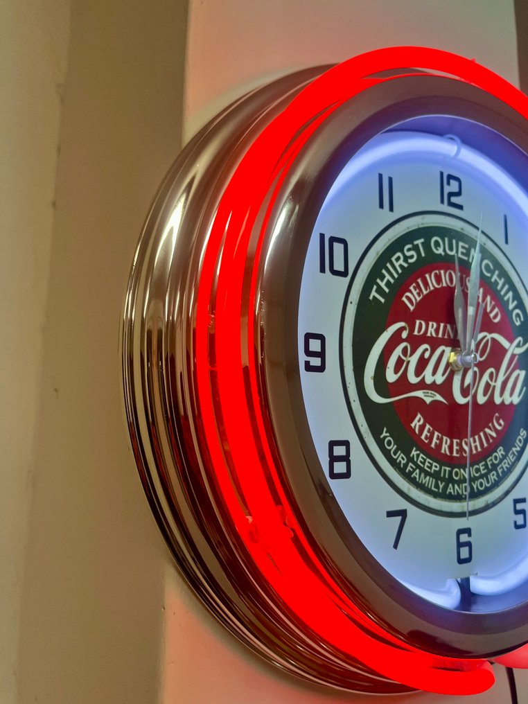 Ρολόι με neon CocaCola. - Φωτεινή πινακίδα νέον - Πλαστικό, Γυαλί #2.1