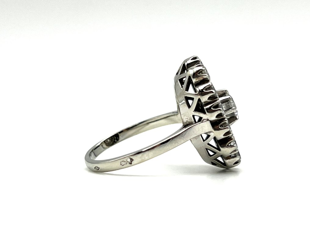 戒指 - 18K包金 白金, 白金 - 1.40ct. tw. 钻石 (天然) #1.0