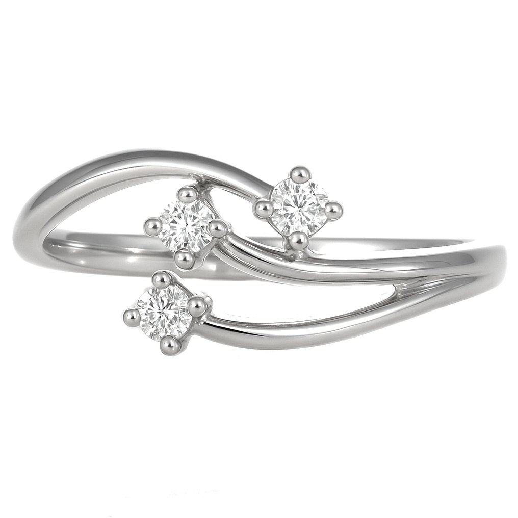 Ring - 18 kt Weißgold - 0.12ct. tw. Diamant (Natürlich) #2.1