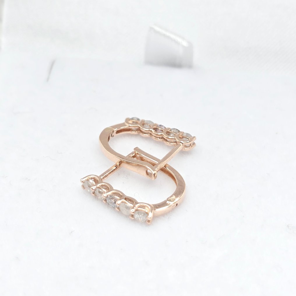 Nincs minimálár - Drop fülbevaló - 14 kt. Rózsa arany -  0.49ct. tw. Gyémánt (Természetes)  #1.0