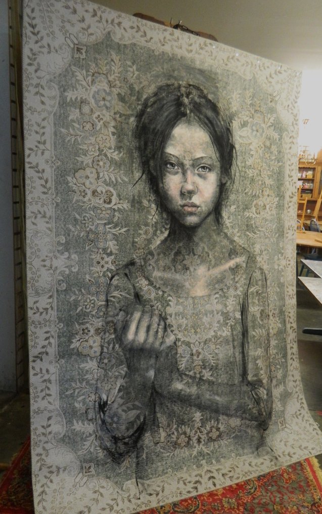 Jacqueline Klein Breteler - “Stands with a fist.”-painting on a carpet-XXL #4.3