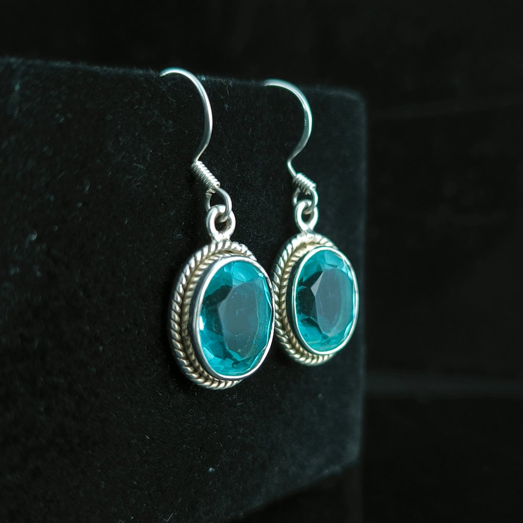 Ακουαμαρίνης - Ασημί - Σκουλαρίκια - Σκουλαρίκια από ασήμι υψηλής ποιότητας #4.3