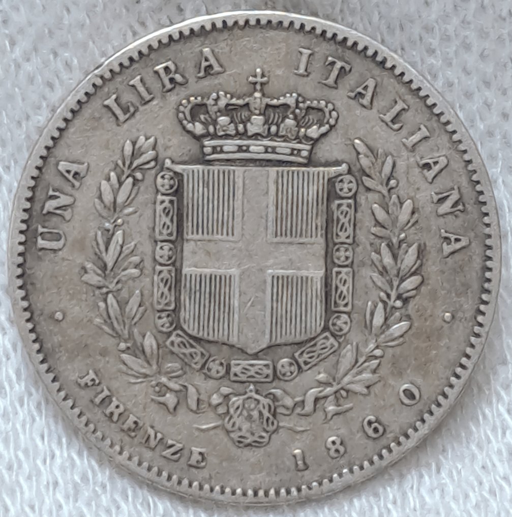 Italy, Provisional Government of Tuscany Vittorio Emanuele II. 1 Lira 1860 Firenze  (No Reserve Price) #1.0