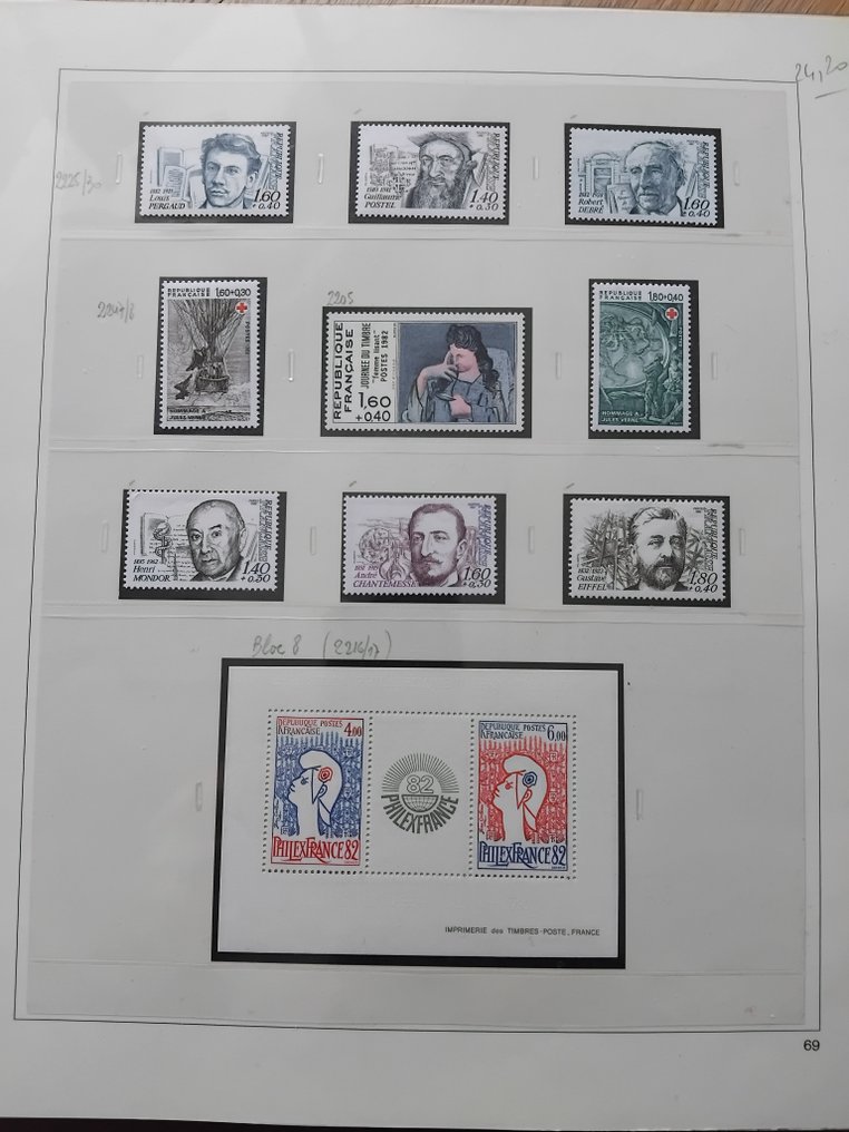 法國 1982/1988 - 完整的Neufs**系列,无铰链,配备Safe相册+ P.Aérienne,Tp服务,税费 - + Préoblitérés , Blocs , Carnets ,Variétés & Epreuves de Luxe (Liberté) // Cote Y&T + Accessoire #1.0