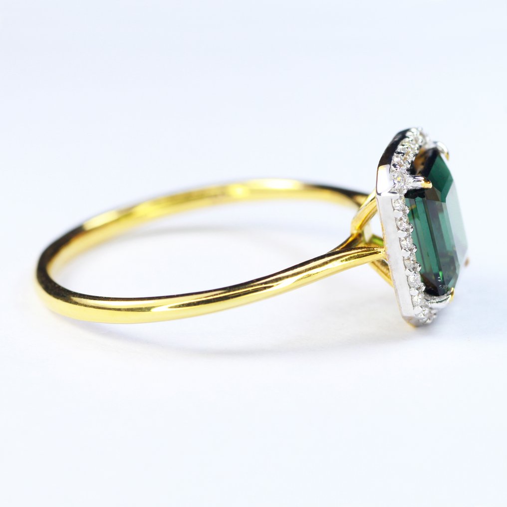 Sans prix de réserve - Bague - 14 carats Or jaune - 1.65ct. tw. Tourmaline - Diamant - AAA Fine Jewelry #2.1