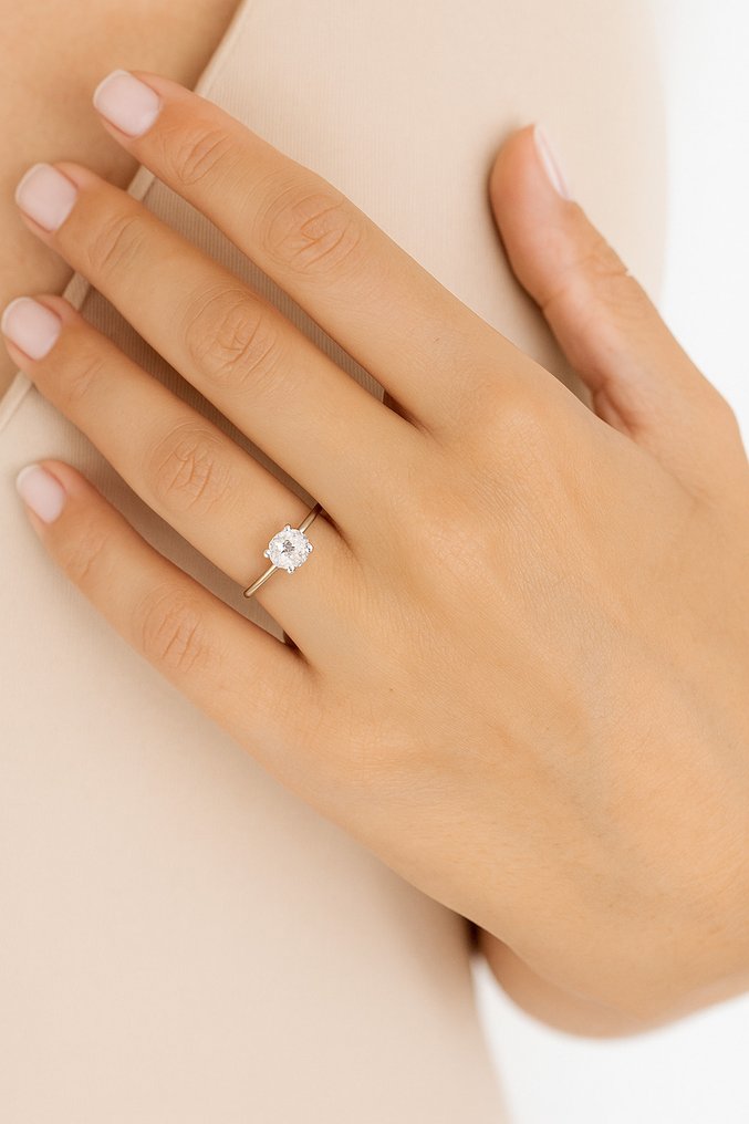 戒指 - 14K包金 白金 - 1.12ct. tw. 钻石 (天然) - R00104 #1.0